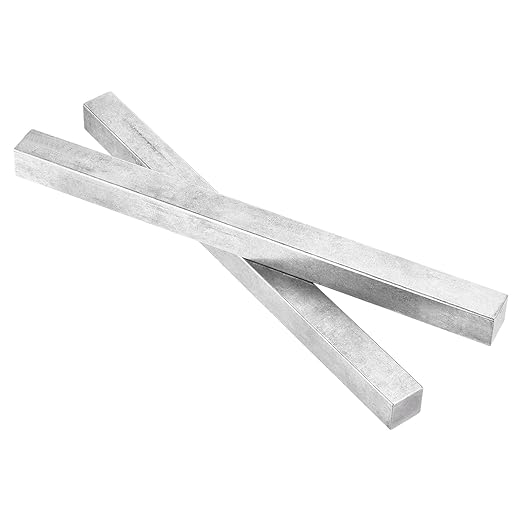 uxcell 2 Pcs Square Steel Key Stock, 7/8" x 7/8" x 12" Cold-Drawn 45# Steel Bars Precision Key Stock for Gearbox Coupling, Silver Tone