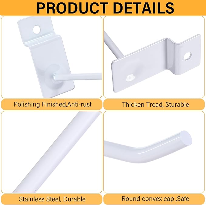 Moxweyeni 100 Pack Slatwall Hooks Slatwall Accessories Slat Wall Hanging Pegboard Hangers Slat Board Display Hooks for Retail Garage Organization Gridwall, White(9.8 Inch)