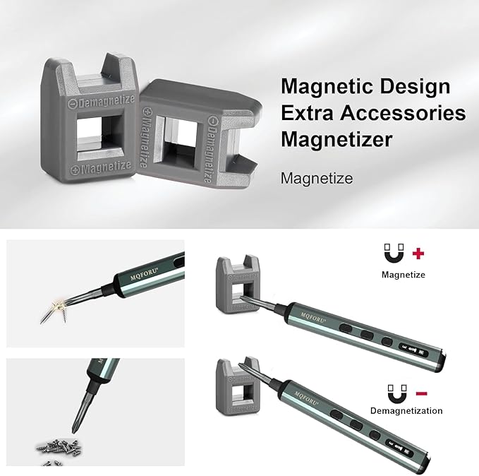 MQFORU Mini Electric Screwdriver, 72 in 1 Precision Screwdriver Kit with 64 Magnetic Bits, 5 Torque Settings，LED Screen Display, Rechargeable Power Screwdriver for Precision Work Phone Watch Camera