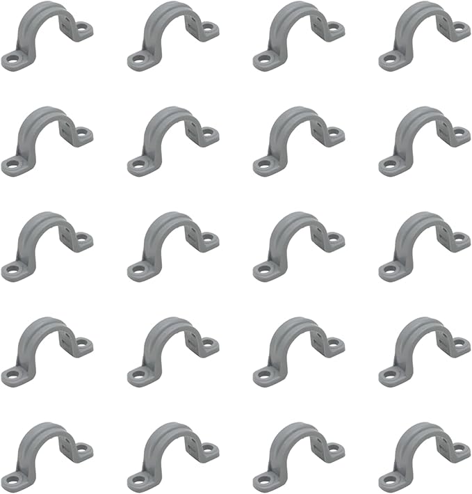 1/2 Inch 20pcs PVC Pipe Straps Reliable 2-Hole Plastic Conduit Clamps for Secure and Organized Mounting of PVC Pipes Conduits, and Cables UL Certified for Safety