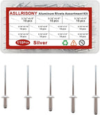 110Pcs Silver 3/16" Pop Rivets Assortment Kit,5 Sizes Aluminum Rivets,Aluminum blind pro Rivets for DIY/Metal/Furniture/Instruments