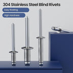 100pcs 3/16" x1/2" Stainless Blind Rivets,Pop Rivets,304 Stainless Steel Grip and Steel Mandrel, 4.8 x 12mm
