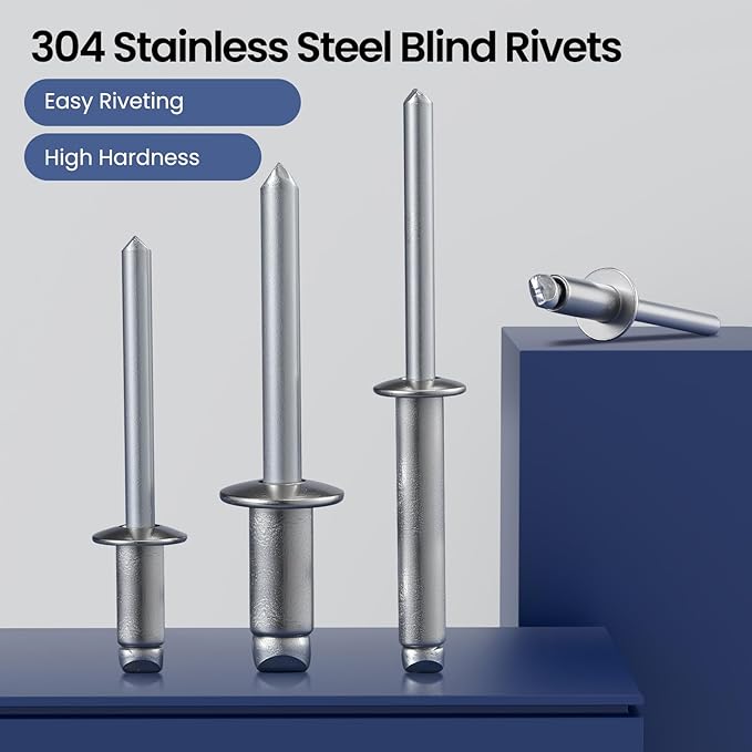 80pcs 3/16" x3/4" Stainless Blind Rivets,Pop Rivets,304 Stainless Steel Grip and Steel Mandrel,4.8 x 19mm