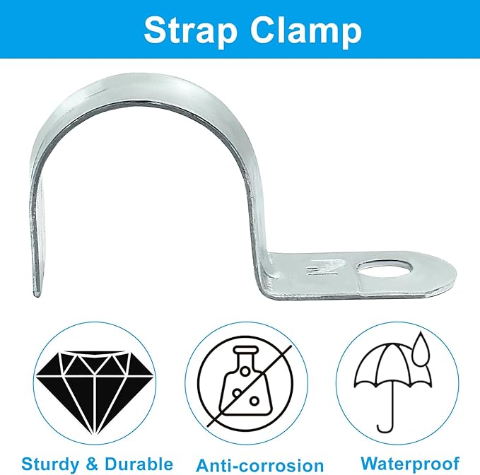 Biaungdo 30 Pcs M32 Rigid Pipe Strap, 1-1/4 Inch Zinc Plated Steel One Hole Strap Bracket Pipe Clamps Heavy Duty Conduit Clamps Tension Tube Clip Cable Clamp Hanger for Conduit, Pipe Fixing