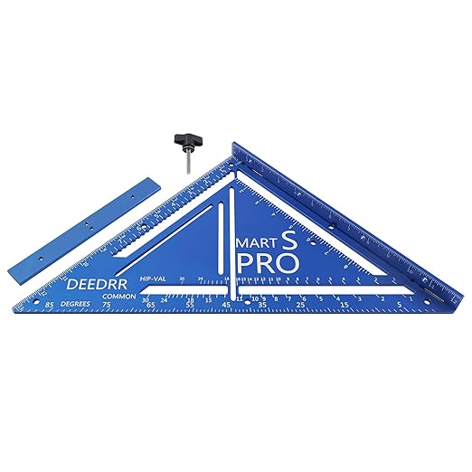 Pro 12 Inch Advanced Carpenter Square-Jig Block -Leve-Accurate Flatwork- Framing Square- Multi-Angle Measuring Tool (90° & 180°) for Carpenters & Architects(Blue)
