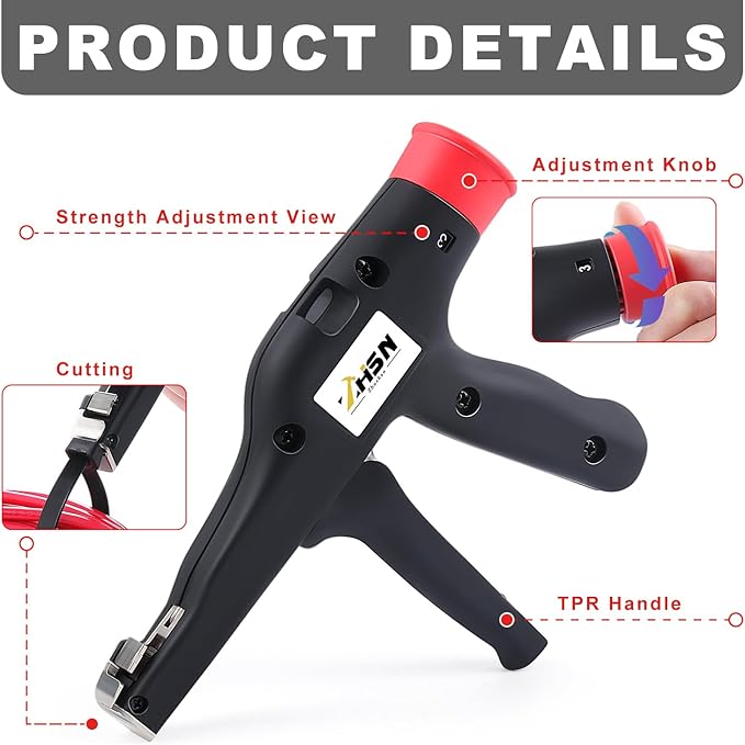 Zhushan Cable Tie Gun,Automatic Tightening and Cutting Tool Gun Cable Tie Pliers Fast Binding Wire Binding Gun