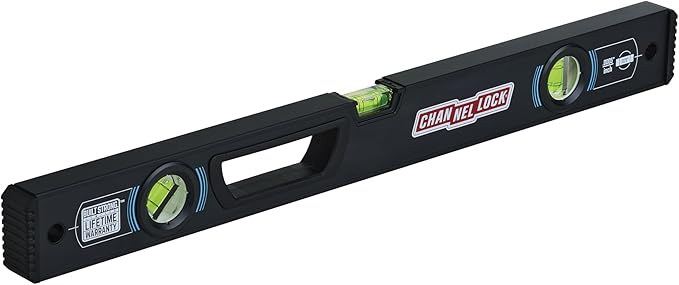 CHANNELLOCK 24-Inch, Professional-Grade Aluminum Box Level with Solid Block Acrylic Vials, 5200-0024