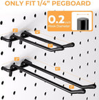 INCLY 4/6 Inch Black Pegboard Hooks, 36 Pack Heavy Duty Double Arm Peg Board Straight Hooks, Peg Board Tool Hangers Fit for 1/4" Pegboard Garage Hanging Tools, Craft Organizing, Kitchen, Store