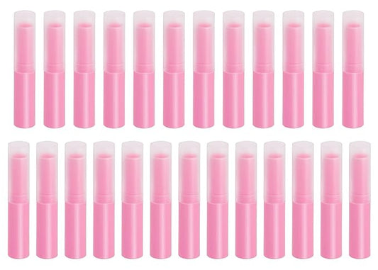 0.14oz Empty Flavored Lip Balm Container Tubes Plastic Homemade Moisturizing Lip Stick with Caps Bulk Fit for Women Adult DIY Making Supplies, 25 Count (Rose Pink)-VeraVaultWomen