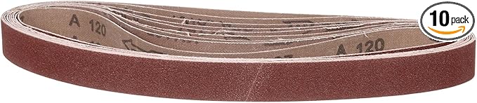 1-1/8 x 21 Inch Sanding Belt, 10 Pcs 120 Grit Knife Sharpener Belts Work Sharpening for Belt Sander Knife Carving Tool Metal Working