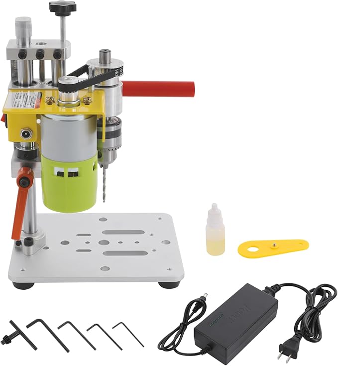 Electric Mini Drill Press, 3000RPM Drill Press Work Station Precision Benchtop Drills Presses with B10 Chuck & Drills Vise for Metal Wooden Jewelry DIY and Crafts Projects