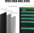 14-Drawers Rolling Tool Chest with Wood Workbench,Brake Casters,Lock & Key,Heavy-Duty Steel Tool Cabinet Storage, for Home,Garbge or Workshop Use (14 Drawer + 348 Pieces Tools)