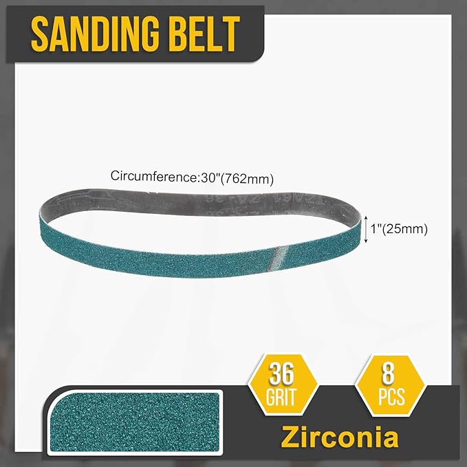 1 x 30 Inch Sanding Belt, 8 Pcs 36 Grit Zirconia Knife Sharpener Belts Work Sharpening for Belt Sander Knife Carving Tool Metal Working