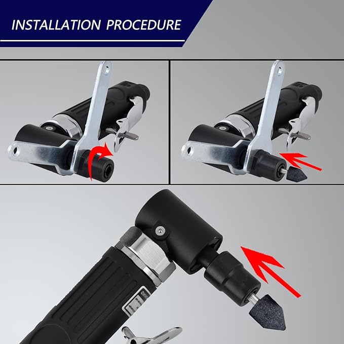 90° Right Angle Air Die Grinder 1/4" 20000 RPM - Pneumatic Tool for Metal/Woodworking/Automotive, Compact Lightweight