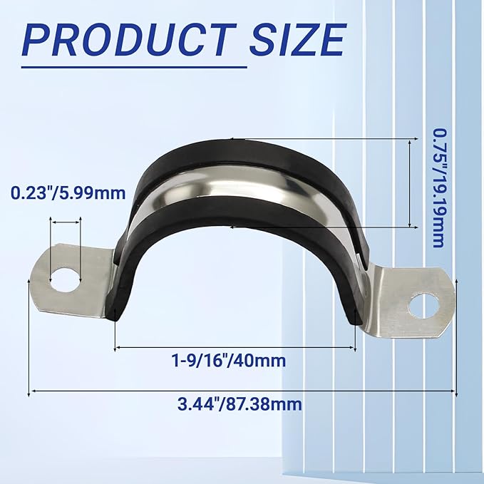 10PCS Reinforced Rigid Pipe Strap Clamp 1-9/16 Inch Conduit Clamp with Rubber Straps, Pipe Brackets for Mounting 2 Hole U Clamps Brackets Strap Hanger Tube Tension Clips Heavy Duty