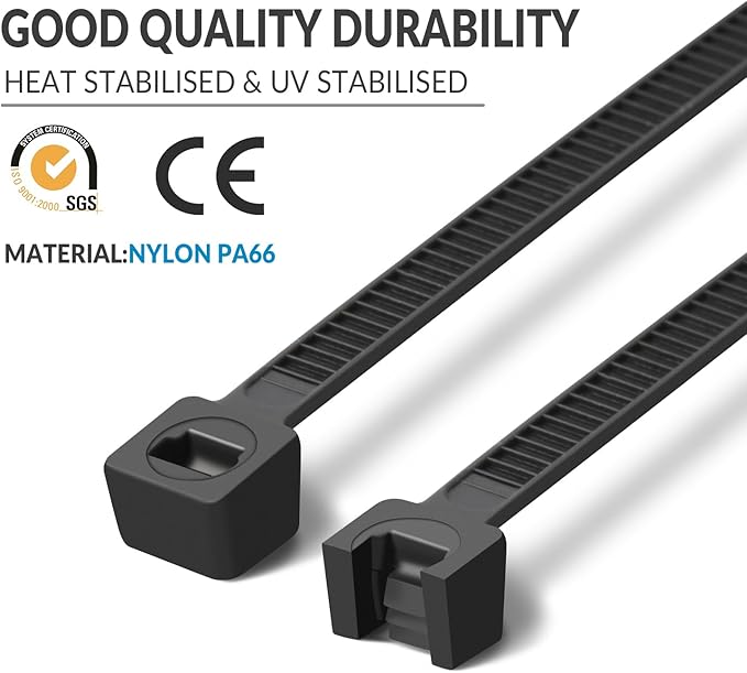 XINGO 18 inch White Large Zip Ties Heavy Duty 50 Pack, 330 LBS Ultra Exclusive Strong Plastic Wire Ties, Large Cable Ties Extra Long Tie Wraps For Indoor and Outdoor Use