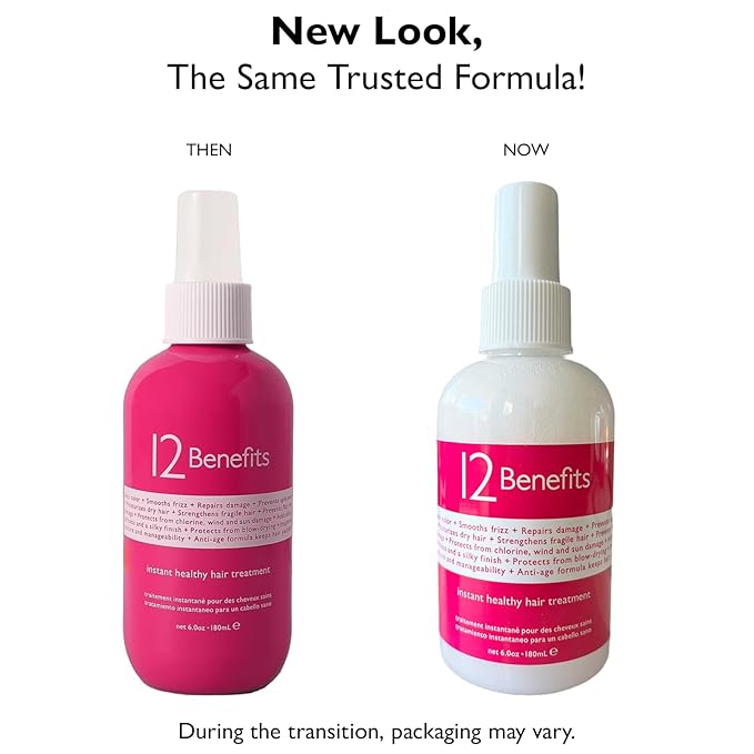 12 Benefits Leave-In Conditioner Spray – Instant Healthy Hair Treatment, Anti-Frizz, Detangles, Strengthens & Repairs, Heat Protection with Quaternium 39 & Silk Fibre Protein, 6 Fl Oz-VeraVaultWomen