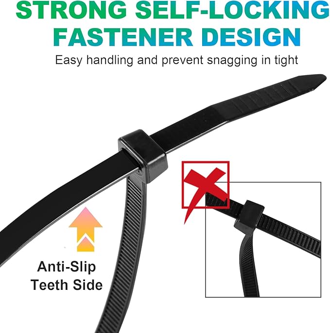 Zip Ties, RAZCC 1200pcs Black Cable Zip Ties 14 Inch, Heavy Duty Plastic Wire Ties with 70lb Tensile Strength, Self-Locking Black Nylon Tie Wraps for Indoor and Outdoor