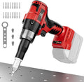 Rivet Gun Compatible with Milwaukee 18V Battery, Cordless Rivet Tool with 3 Size (1/8", 5/32", 3/16") Aluminum Rivets, Brushless Motor Rivet Gun Kit Nose Piece, Led Light, Tool Only