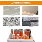 Diamond Core Drill Bit Kit BGTEC Diamond Hole Saw Tile Cutter for Porcelain Tile Ceramic Marble Brick Granite Stone, 5/8"-11 Thread 6/6/8/25/35/50/65mm+6-25mm Finger Chamfer Bit+SDS Adapter