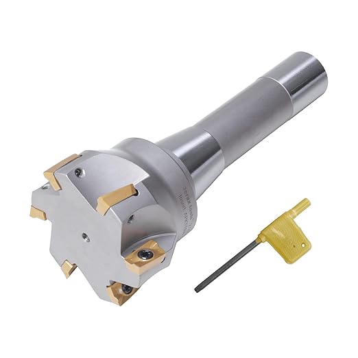 R8 Shank Indexable 2-1/2" End Mill, 2-1/2" Diameter 90 Degree High Speed Milling Cutter with Replaceable Carbide Insert