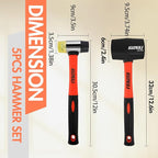 2-Pack Rubber Mallet Hammer Set, 16oz & 35mm Tool for Flooring, Tent Stakes, Woodworking, Camping, Crafts, Jewelry Wood