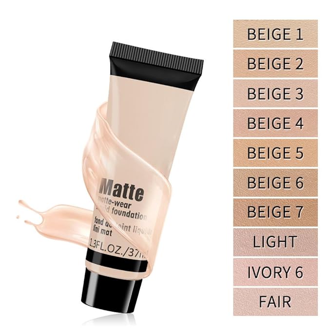 1 Pack Liquid Foundation Cream for Face Makeup,Durable Full Coverage Matte Concealer Make Up,Oil Control & Waterproof Base Primer -1 Fl.Oz (BEIGE 7#)-VeraVaultWomen
