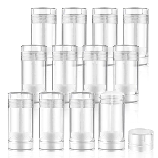 12 Pieces 15g Clear Plastic Deodorant Containers,Empty 1/2 oz Travel Lip Balm Tubes,Refillable Twist-UP Solid Perfume Tubes,Lipstick Tubes for DIY-VeraVaultWomen