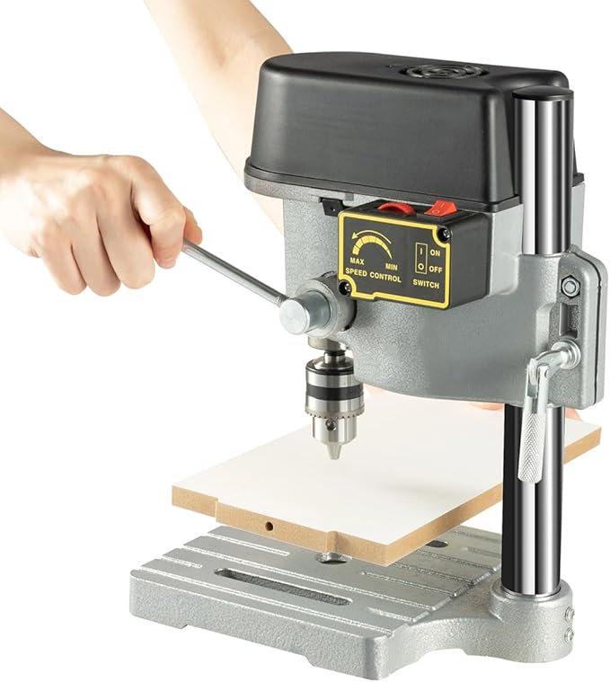 3-Speed Benchtop Drill Press, Electric Bench Wood Drilling Machine for DIY Creation, Small and Precise Work Like Jewelry Making Woodworking Metal Drilling Machine 110V