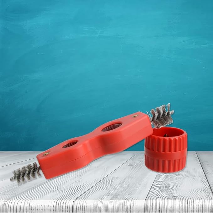 Copper Pipe Cleaner and Reamer Set, 4 in-1 Copper Tubing Brush Pipe Inside and Outside Wire Brush, Copper Pipe Deburring Tool for Soldering, Copper Pipes, Tubes, Pipe Deburring - Red