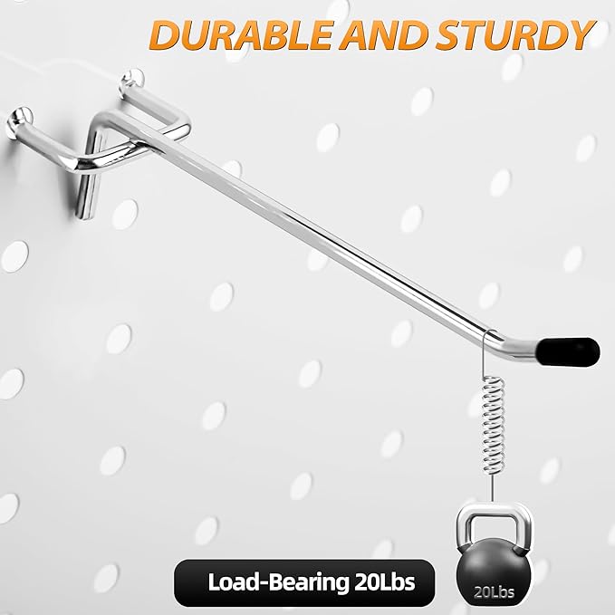 Pegboard Hook 50 Pcs, Sturdy L Shape Galvanized Metal Fit for 1/4 and 1/8 Pegboard, Organizer Kit for Garage Tool Storage
