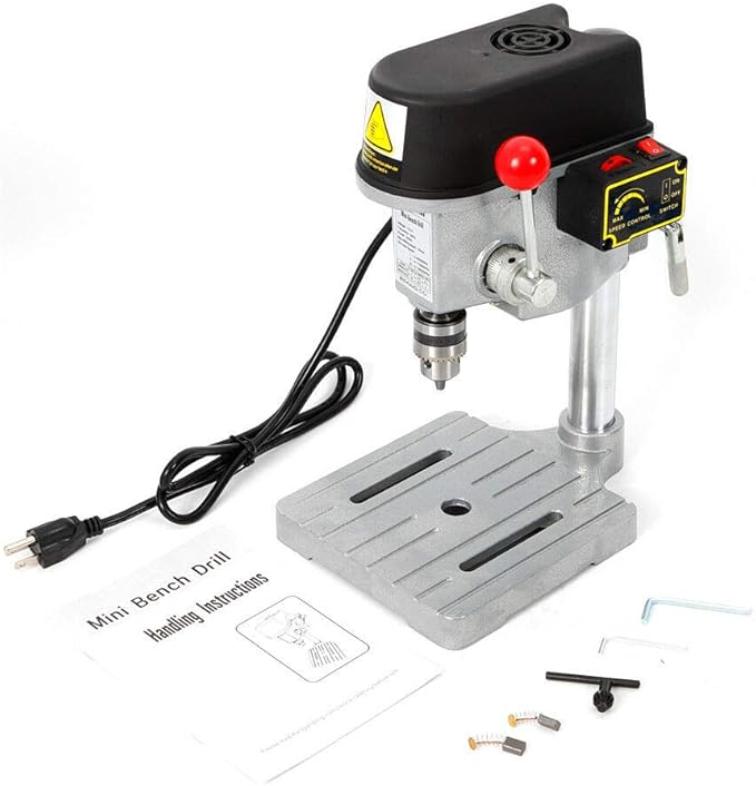 Mini Rotary Drill Press Bench Portable Drilling Tool High-accuracy 110V 2-Speed 1000-4500 RPM (340W-5158A)
