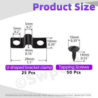 Swpeet 25Pcs 5mm Two Hole U Bracket Clamp with 50Pcs Self-tapping Screws Kit, U-Clamps, Metal Pipe Clamps, Pipe Strap Clamps, Conduit Clamps, Tension Clips for Fixing Pipe or Cable
