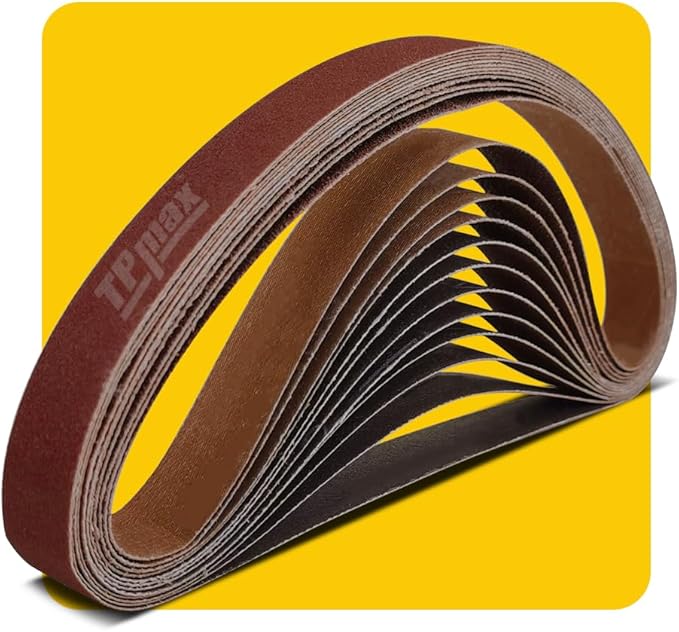 1 x 42 Inch Sanding Belt Pack 1-Inch x 42-Inch,12 Pcs(4 Each of 80 120 150 Grits) Aluminum Oxide for Sander