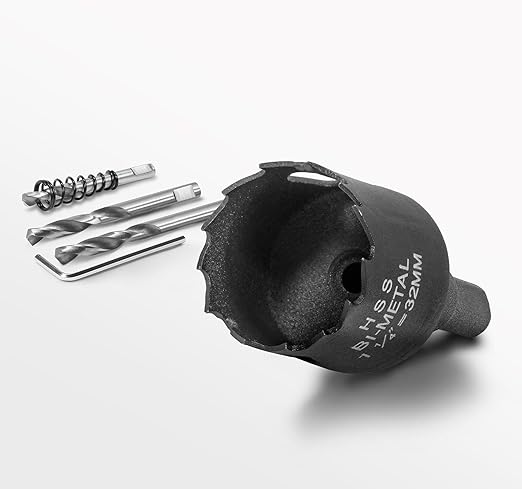 1-1/4 Inch Hole Saw with 9.1mm Triangle Shank Arbor, JTemgle Bi-Metal Hole Saw Heavy Duty Hole Cutting Tool for Cornhole Boards, Recessed Lights, Wood, Plastic, Drywall & Soft Metal