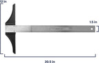 Pacific Arc 18 Inch T Square, Traditional Stainless Steel, Graduated Inch and Metric