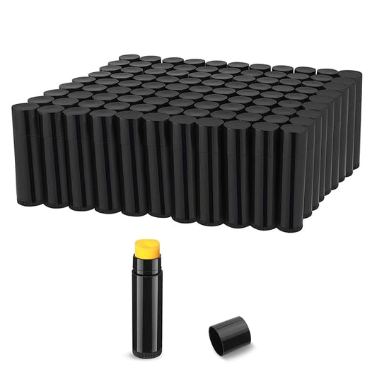 100 Pcs 5.5ml Bulk Empty Lip Balm Tubes Refillable Plastic Lip Gloss Container Travel Lipstick Tubes Chapstick Tubes Holder For DIY Homemade Lip Balm (black)-VeraVaultWomen