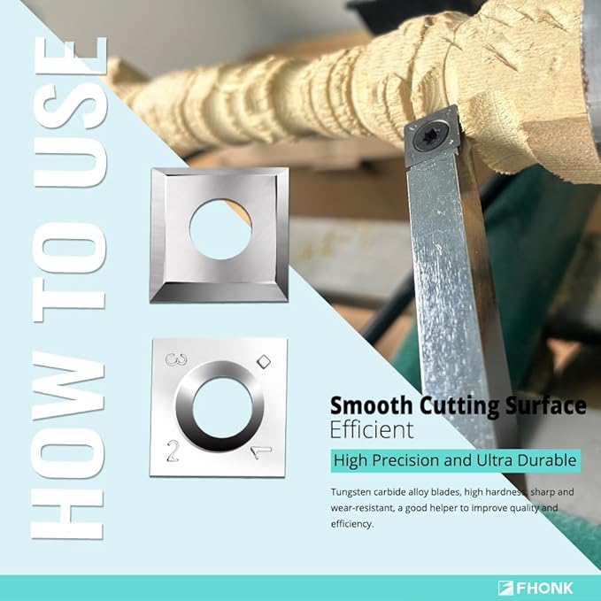 14mm Square Straight Carbide Cutters, for Woodturning Replacement Cutter Knives, Fits Spiral, Helical Planer Cutter, Wood Lathe Turning Tool, 10-Piece (14x14x2.0-35°)