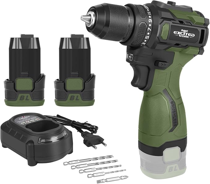 17V Brushless Power Drill Cordless, 55Nm Electric Drill Set with 2 1500mAh Batteries, 2 Variable Speed, 20+1 Torque Setting and LED Work Light