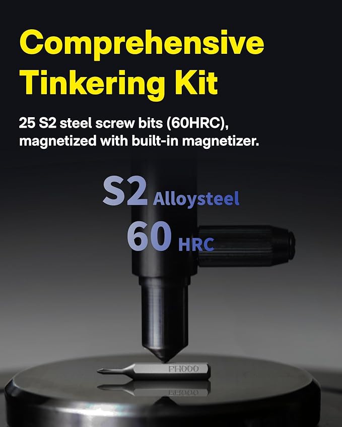 HOTO 25-in-1 ADV Mini Electric Screwdriver, Precision Screwdriver Set with LED & Dual Torque, Professional Repair Tools for Technicians, Engineers & DIY Electronics