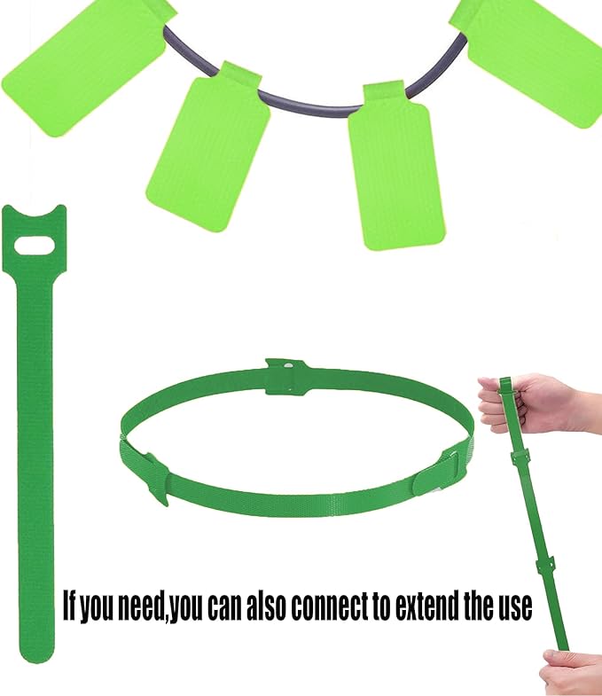 Cable Labels & Reusable Hook and Loop Fastening Ties Set - 30 Pcs Cord or Wire Labels & 30 PiecesCable Tags for Electronics, Home & Office Cord Management (Green and Green)