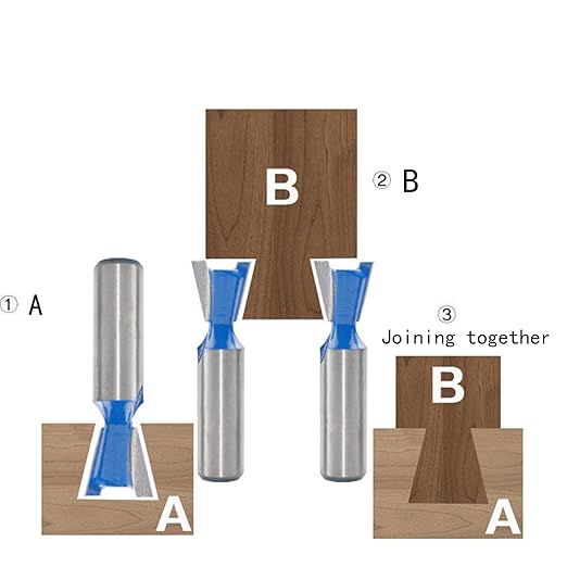 1-1/2” Dovetail Router Bit 1/2 Shank Half-Blind & Through Dovetail Bits Wood Joints Cutter Tool for Making Boxes Drawers Chests for Engraving Router planing Head Wood Cutter