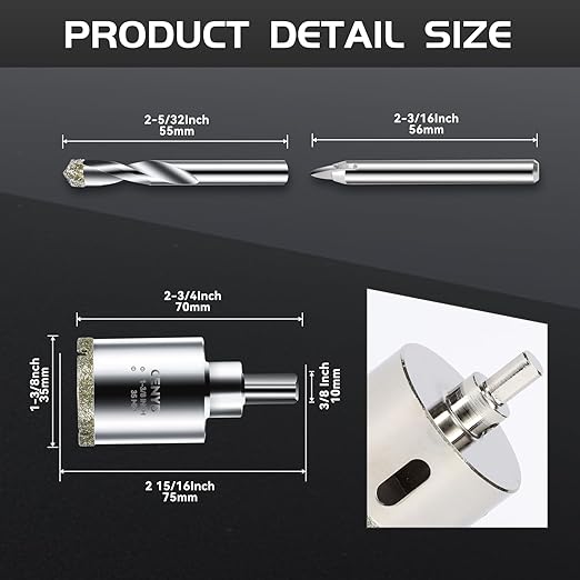 1-3/8inch | 35mm Diamond Hole Saw with Center Drill bit and Diamond-Coated Center Drill bit for Ceramic Glass Marble Fiberglass Granite and Porcelain Tiles by CENYB