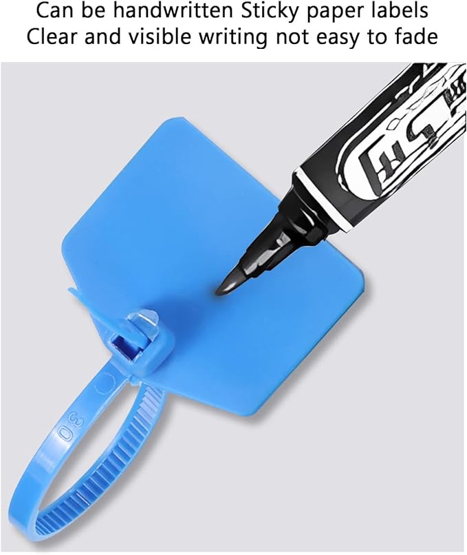 4 in Marker Nylon Cable Ties, Plastic Water Proof Tags, Self-Locking Written-on Cable Marker, Security Seals Label for Cabling, Wire Marking Label, Shipping Hanging Tags - Green/ 100pcs