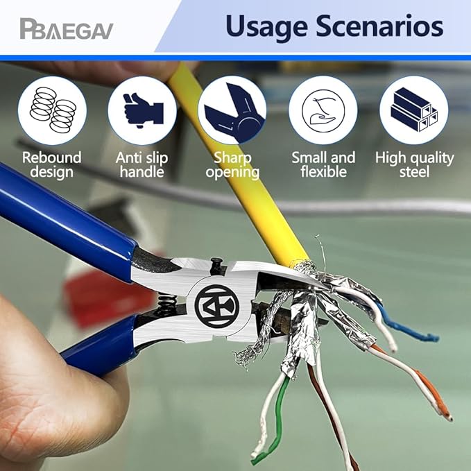 Wire Cutters Precision Flush Cutters Ultra Sharp Wire Cutters for Trimming Metal Wires Zip Ties, Cables, Circuit Boards, Crafting Jewelry Making