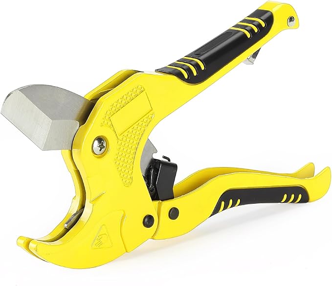 Bates- PVC Pipe Cutter, Cuts up to 1-5/8", Black & Yellow Ratcheting PVC Pipe Cutter Tool, Pipe Cutters PVC Pipe Shears, Plastic Pipe Cutter, PEX Pipe Cutter, PVC Cutter Tool, PVC Ratchet Cutter