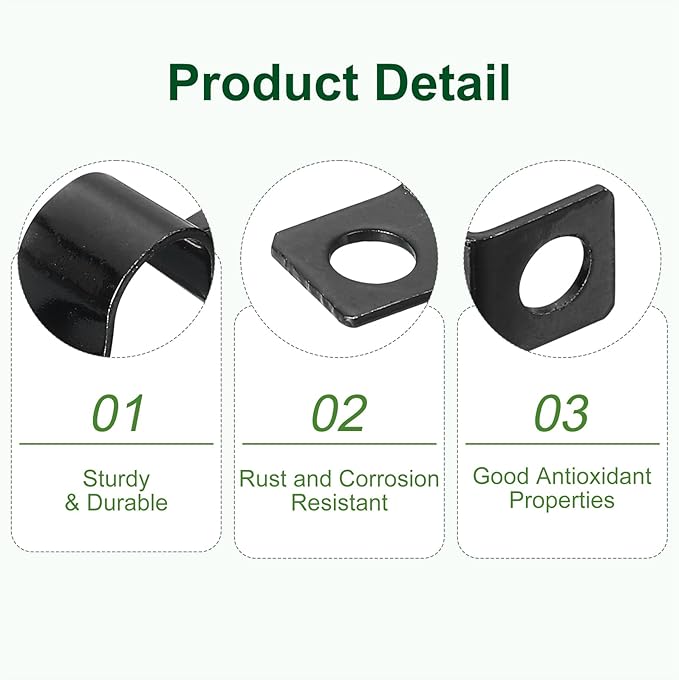 uxcell 100Pcs U-Shaped Pipe Clamp, 3/8 Inch(10mm) 2 Hole U-Tube Strap Clamp Heavy Duty Connector Bracket for Conduit Cables Wire Cord, Black