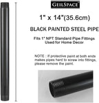 GeilSpace 1"× 14" Pre-Cut Black Metal Pipe, Industrial Steel Fits Standard One Inch Black Threaded Pipes and Fittings - Vintage DIY Industrial Shelving (1" × 14")