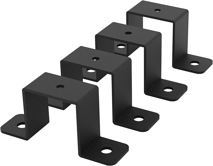 4Pcs Black Strap Heavy Duty Wood Deck Fence Tie for 1.5"x1.5" Post U-Shaped Pipe Clamp Bracket Gazebo Mounting Brackets