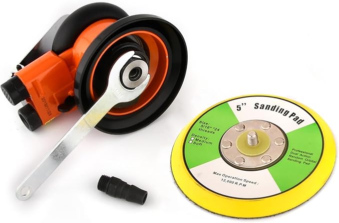 5” Pneumatic Random Orbit Sander Air Tool Air Powered,Palm Sander,Air Sander for Auto body Automotive,Wood Working